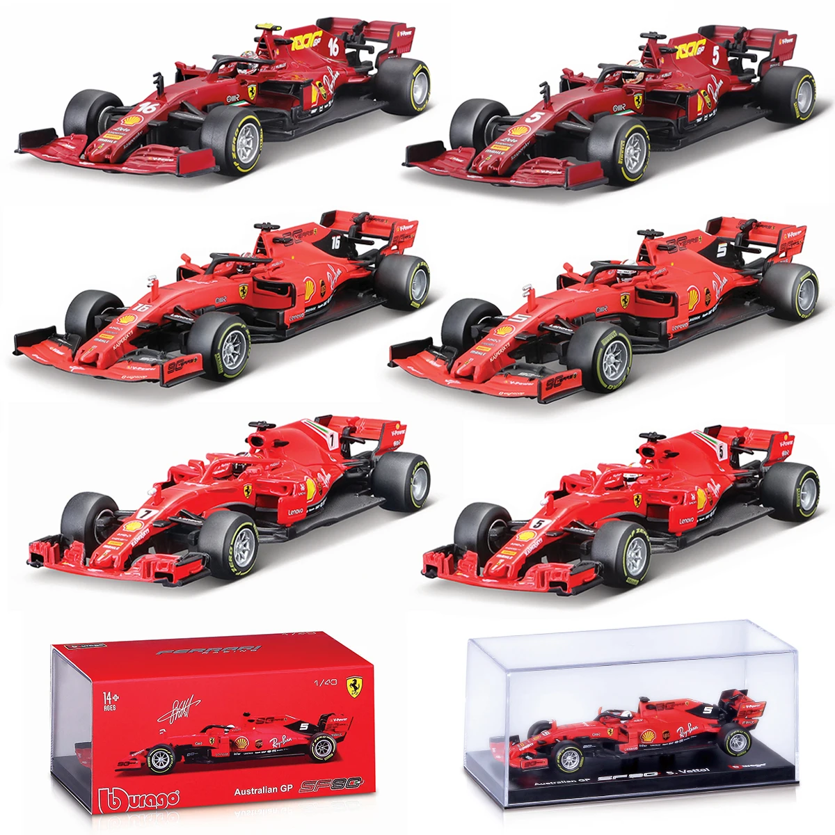 Bburago 1:43 Ferrari SF23 SF21 SF1000 SF90 SF71H  #16 F1 Formula Car Static Die Cast Vehicles Collectible Model Racing Car Toys