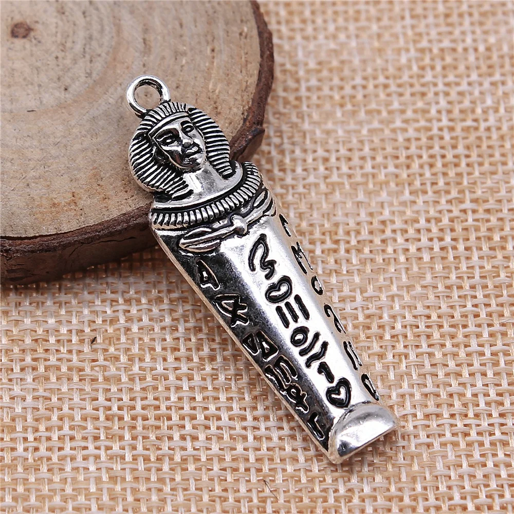 

free shipping 13pcs 49x15mm antique silver Egyptian Pharaoh charms diy retro jewelry fit Earring keychain hair card pendant