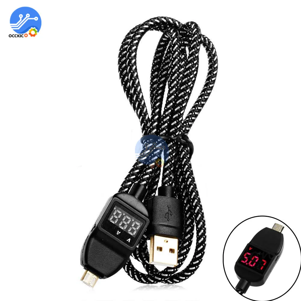 1,2 м смарт-напряжение тока цифровой светодиодный дисплей Micro USB синхронизация данных Кабель для быстрой зарядки