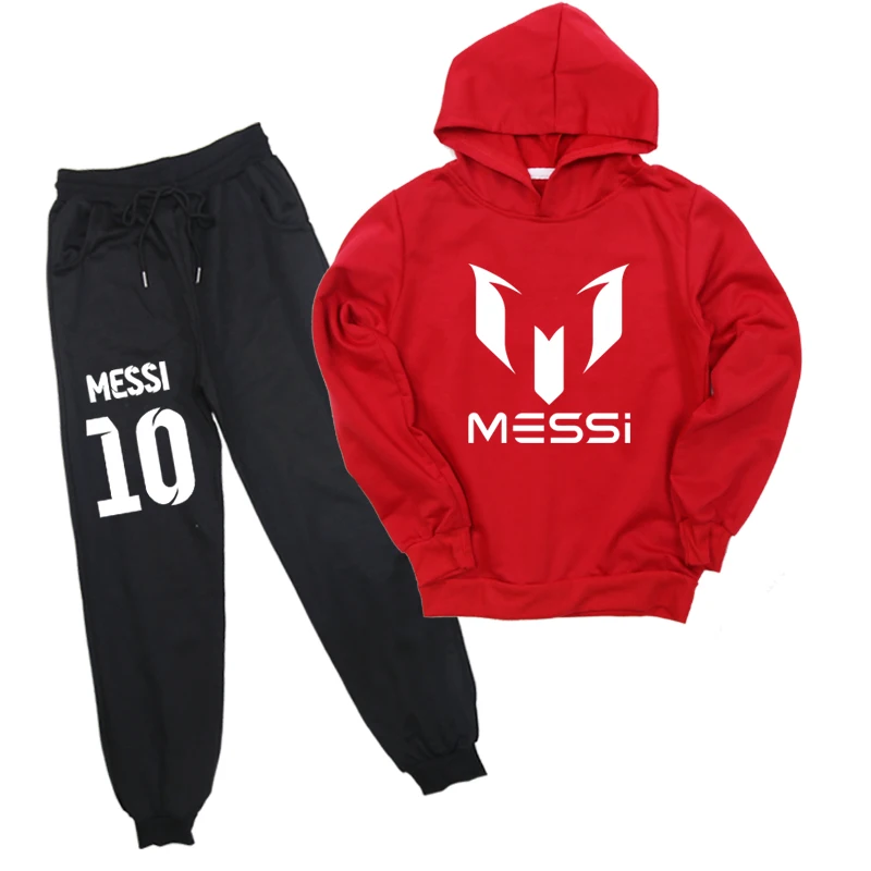 7 Messi 10 Толстовка и штаны, костюм Детская толстовка с капюшоном, модная повседневная толстовка с длинными рукавами для мальчиков и девочек спортивные пуловеры, топы для детей - Цвет: 7