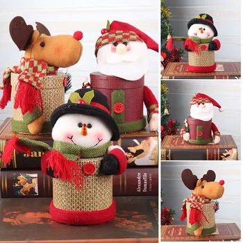 

Cylinder Gift Tin Candy Tin Christmas Decorations Children Gift Box Christmas Supplies Snowman Santa Claus Elk Pattern _