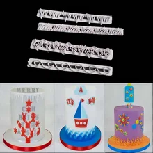 4 шт. пластиковый элемент, рельефный бар, форма для выпечки печенья, тиснение торта, украшение для торта, LBShipping