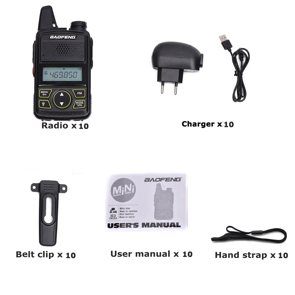 10 radio 10 шт. BAOFENG BF-T1 Мини Портативная рация UHF 400-470MHz портативная гостиничная радио Comunicador Ham HF трансивер - Цвет: 10 radio