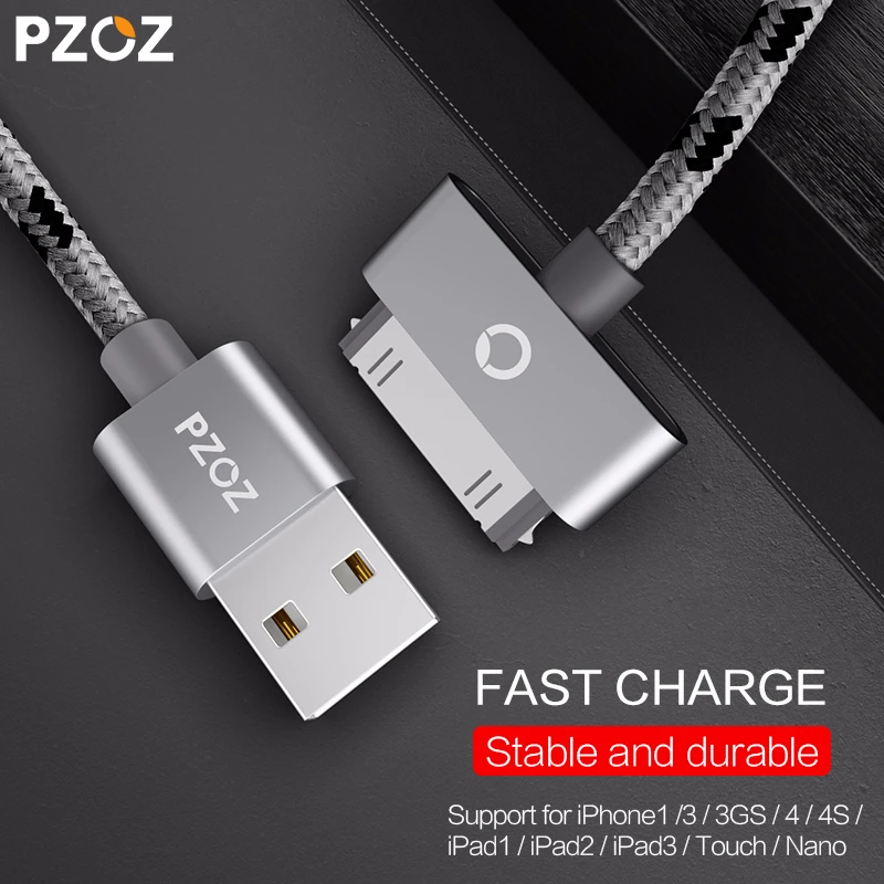 PZOZ USB Cable Charge Fast Charging for iphone 4 s 4s 3GS 3G iPad 1 2 3 iPod Nano itouch 30 Pin Charger adapter Data Sync cord|usb cable fast|cable fast chargingcable fast - AliExpress