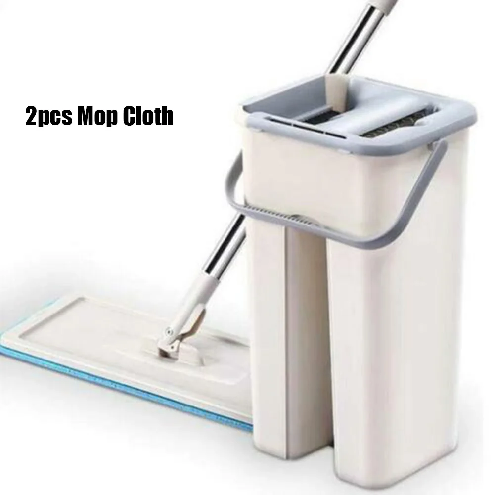 2pcs Mop Cloth Швабра ведро система Handsfree Squeeze 2 в 1 мыть сухой с многоразовые плоские швабры колодки 66CY - Цвет: 2pcs Mop Cloth