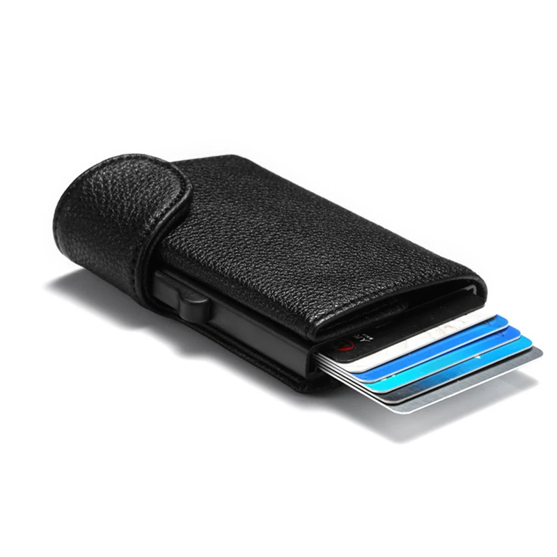 Новые Rfid противоугонные мужские держатели для карт из искусственной кожи, металлические кошельки для визиток, женские смарт-тонкие карманные клатчи, Прямая поставка