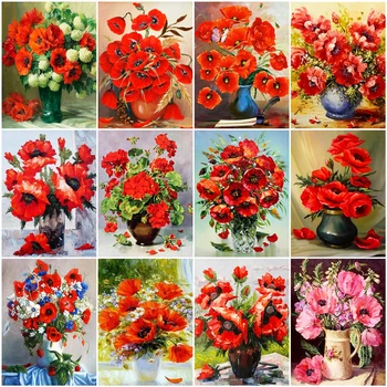 

AZQSD DIY Oil Painting By Numbers Flower Unframe Decoration Acrylic Paint Coloring By Numbers Vase Handpainted Gift Kits