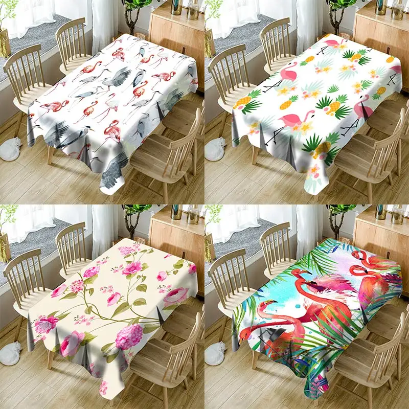 

Nordic flower flower fire bird print Oxford cloth tablecloth
