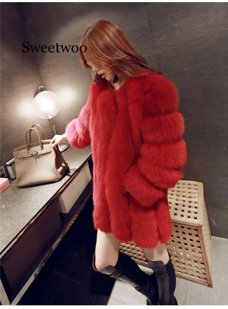 Vintage fluffy faux fur coat women Short furry fake fur winter outerwear coat autumn casual party overcoat