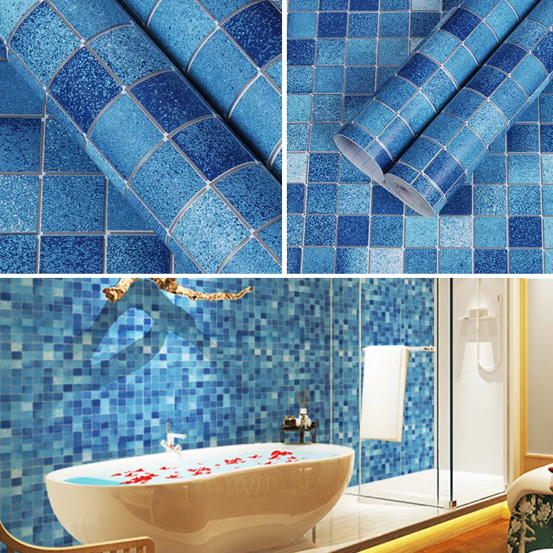 

5x10 M Kitchen Waterproof Wall Papers Removable PVC Self Adhesive Tile Wallpaper For Bathroom Toilet Mosaic Pattern Wall Sticker