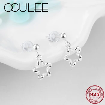 

100% Real 925 Sterling Silver curly Star Earrings Fashion For women Accessories DIY Drop Earrings party Fine Jewelry Wholesale