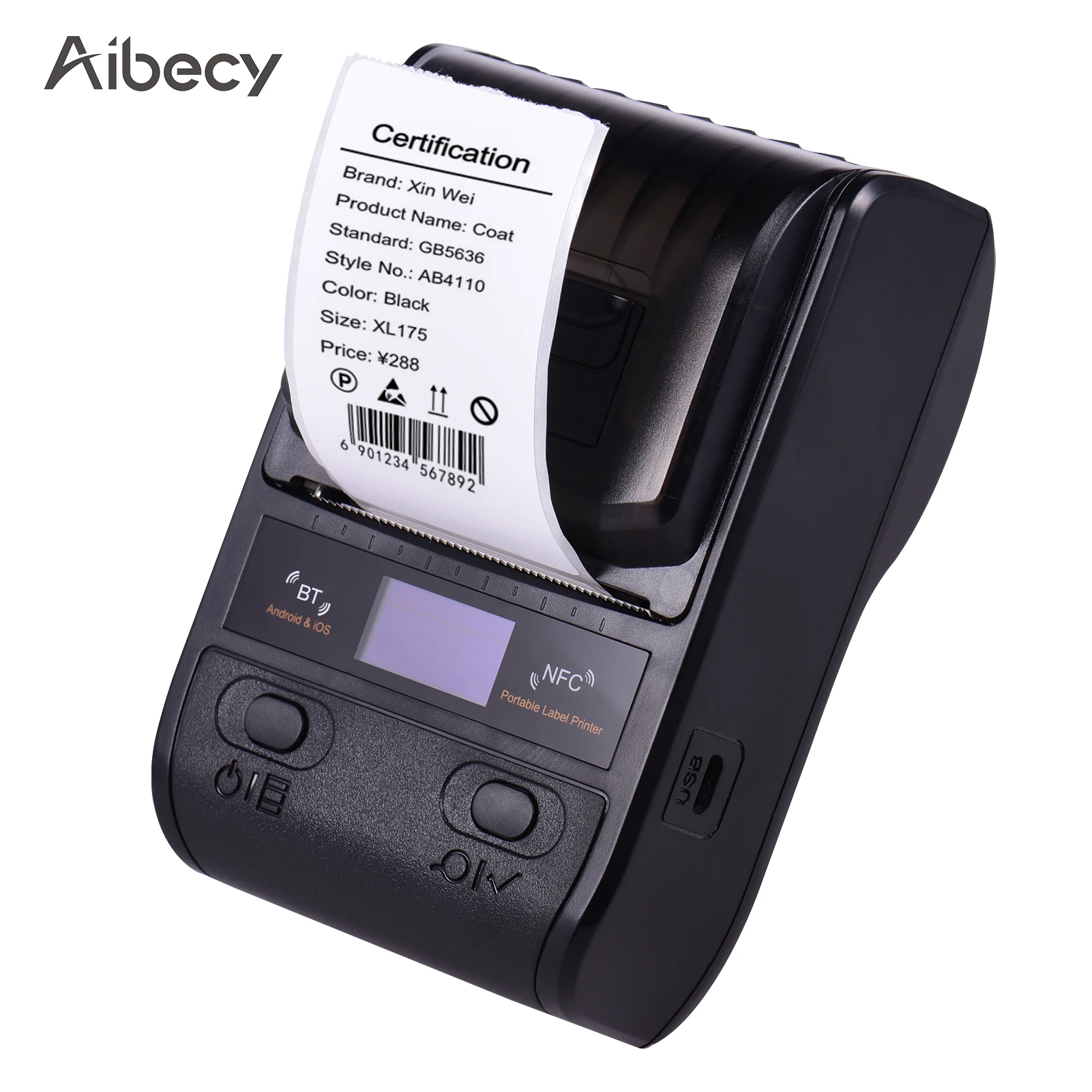 Portable 58mm Thermal Printer USB NFC Wireless Bluetooth Printer Shipping Express Mini Label Printer for Store Price Tag Labels