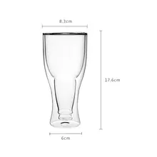 Встроенная форма пивной бутылки с высокими боросиликатными двойными стенками Изолированные стаканы для пива, коктейлей, спиртных напитков других горячих холодных напитков