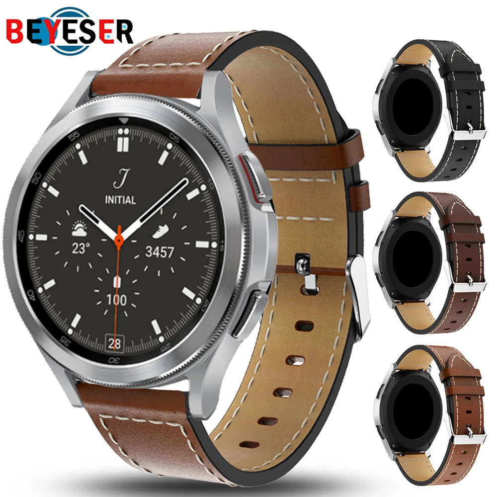 

20mm Genuine Leather Strap Watchband For Samsung Galaxy Watch4 40 44mm/Watch 4 Classic 42 46mm Wristbands Bracelet Belt correa