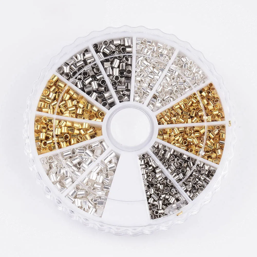 

1Box 3Colors Mixed Crimp Tube Beads 1.5mm 2.0mm Cord Cover Tips End Beading Spacer for Diy Jewelry Making Findings Set Lead Free