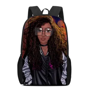 

Fashion American Art Black Girls School Backpacks Cartoon Children School Bags Book Bags Kids Gift Bag Custom pattern