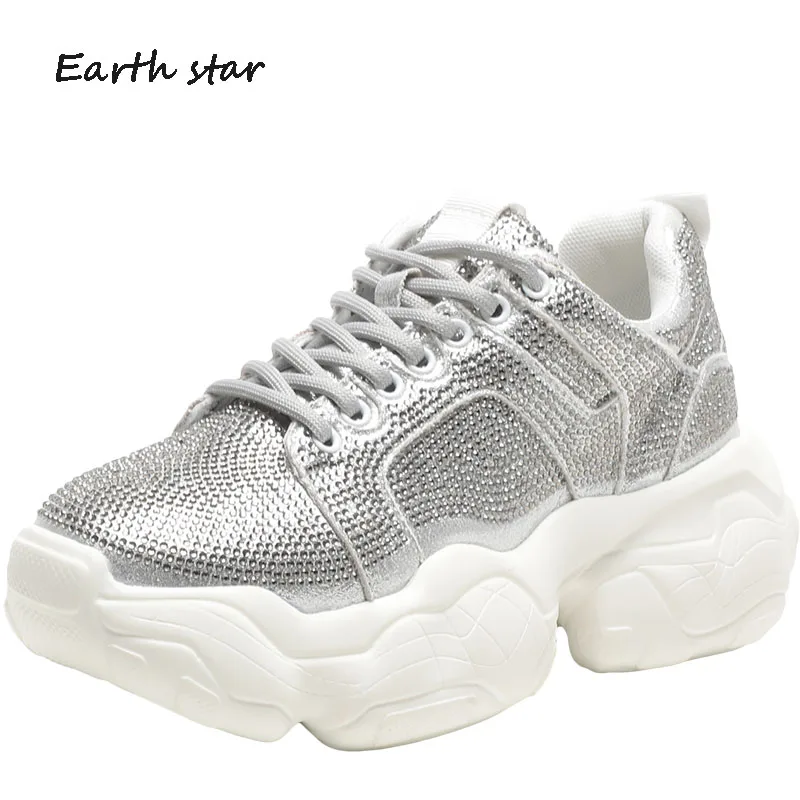 Стразы Женская обувь на платформе Кроссовки Бренд zapatos de mujer Женские кроссовки