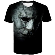 New 2021 Summer Tees Halloween Horror Michael Myers 3D Print Men Women Children Tops Short Sleeve T Shirts Cool Gothic Horror Te