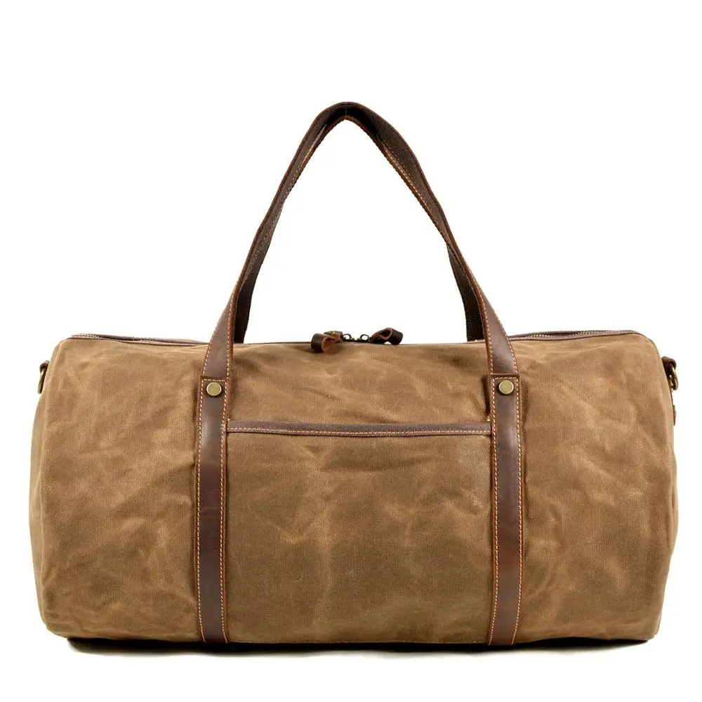 Retro Style Waterproo Travel Bag Large Capacity Men Outdoor Duffel Bags Europen Male Travel Handbags Waxed Canvas 4