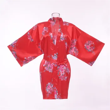 

Satin Plus Size Bride Bridesmaid Wedding Robe Women Kimono Bathrobe Gown Print Sleepwear Silky Intimate Lingerie Nightgown