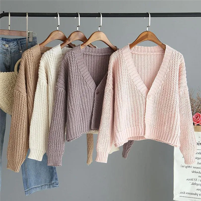 One Size Cardigan Women Short Solid Sweater One Button Knitting Kimono Cardigan Long Sleeve Warm Lazy Wind Jersey Mujer 40OCT161