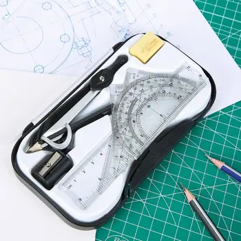 

7pcs/set Math Geometry Protractor Drawing Compass Ruler Triangle Math Study Tool Kit School Supplies DXAB