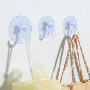 

1 lot Transparent vacuum sucker hooks Strong Suction Cup Wall Hooks coat Hanger kitchen organizer home decor