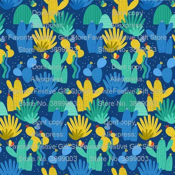

Green Cactus Grid Dot Printed rayon Cotton Fabric DIY Tissue Patchwork Telas Sewing Baby Toy Bedding Quilting Tecido The Cloth