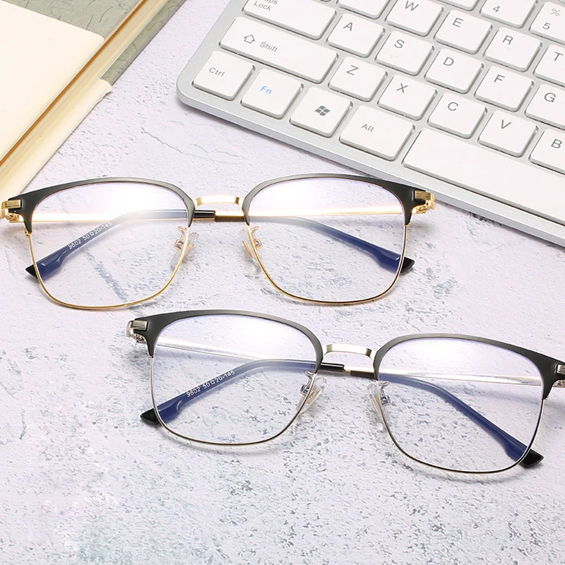 

Retro Business Myopia Glasses Metal Half Frame Myopic Eyeglasses Male Anti-blue Light Spectacles Degree -1.0 1.5 2.0 2.5 3.0 3.5