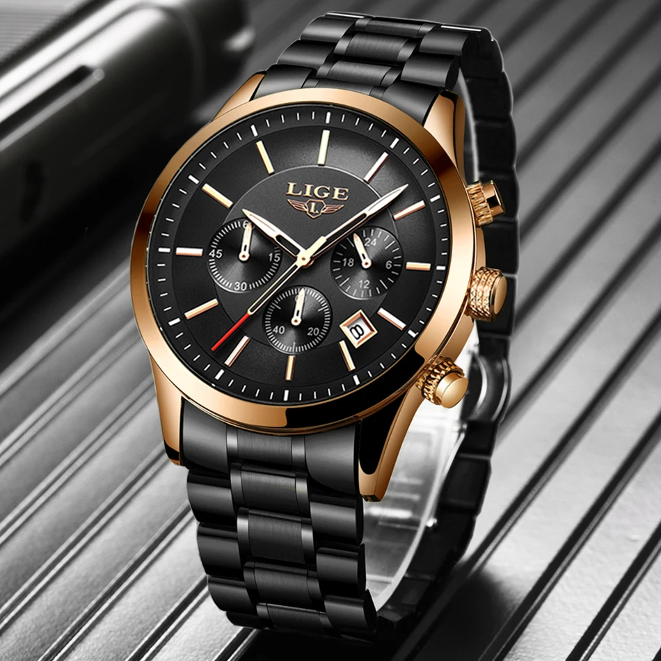 LIGE спортивные часы аналоговые кварцевые для мужчин Лидирующий бренд Роскошные
