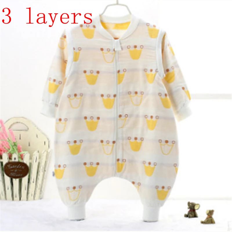 3 layers 6-слойное хлопковое газовое платье с детским спальным мешком Демисезонный детская Всесезонная Универсальный нагрева комнаты ноги анти-kick Slaapzak для малышей - Цвет: 3 layers