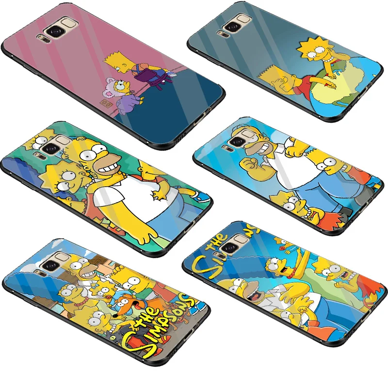 Стеклянный чехол Desxz The Simpsons из ТПУ для samsung Galaxy Note 8 9 S10 S7 Edge S8 S9 Plus