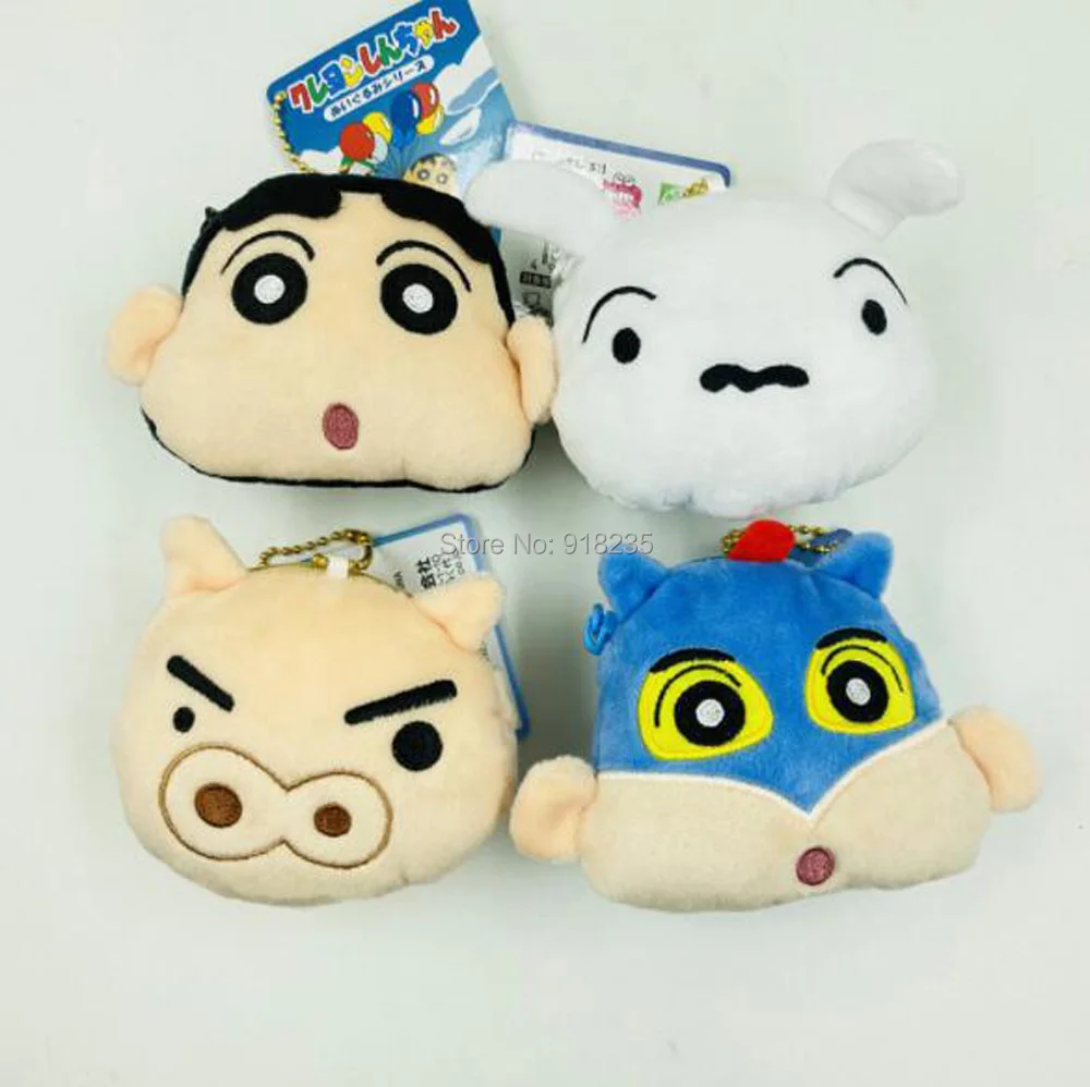 20/лот милый 4 стиля Crayon Shin Chan 8 см лицо липучка монета мешок плюшевый брелок-подвеска мягкие игрушки
