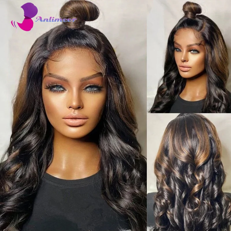 

Silk Base Wig Highlight Auburn Black 13x6/13X4 Lace Front Body wave Wig 1B/30# Human Hair Wig With Pre Plucked For Black Women