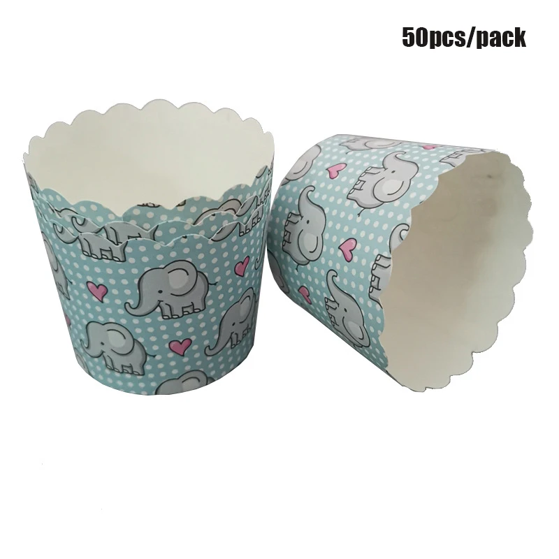 LINVIERLOVE 50 шт. милый слон Кекс лайнер для торта бумажные чашки для выпечки Маффин формы для торта маленькая коробка для пирожных чашки Декор подноса инструменты - Цвет: A