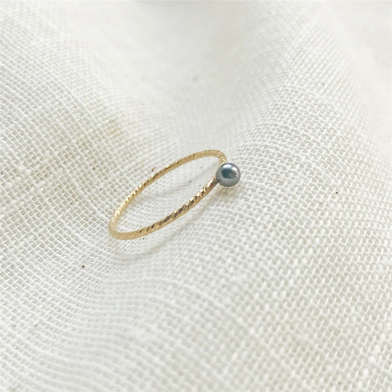 14K Gold gefüllt 3mm weiße Perle Sparkle Ring Boho Gold Schmuck minimalistischen Knuckle Ring Anillos Mujer Gold Ringe für Frauen – Detail 12