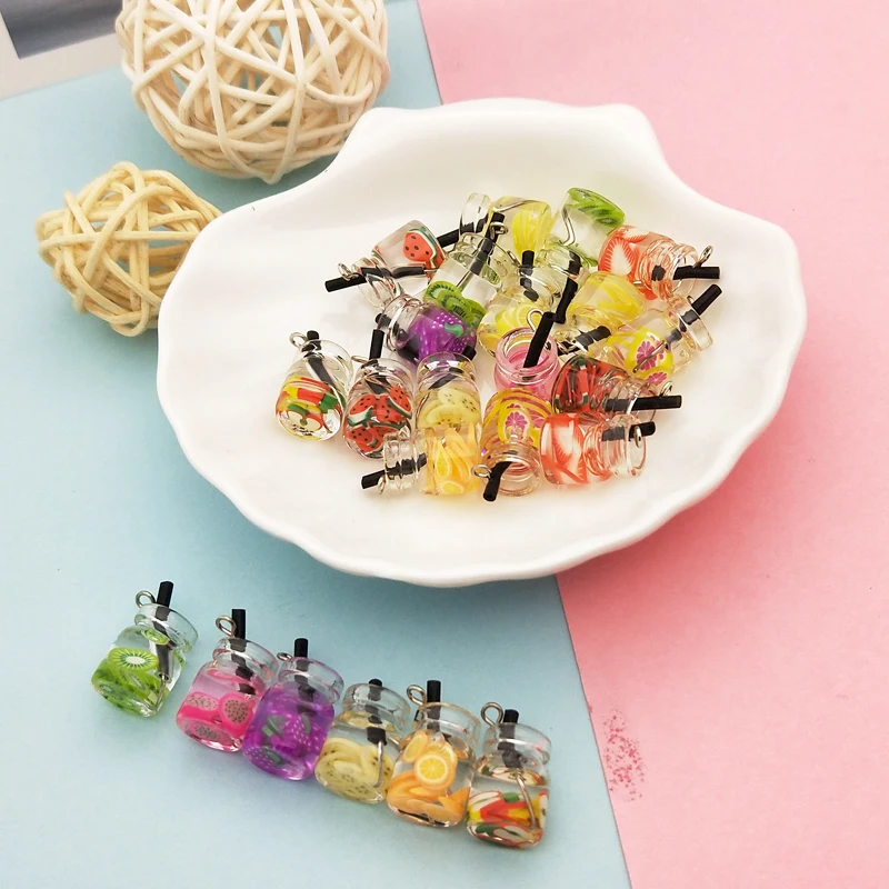 

10pcs Small Fruit Juice Bottle Resin Charms Candy Drink Bottle Pendants Earring Floating Handmade DIY Jewelry Accessories FX220