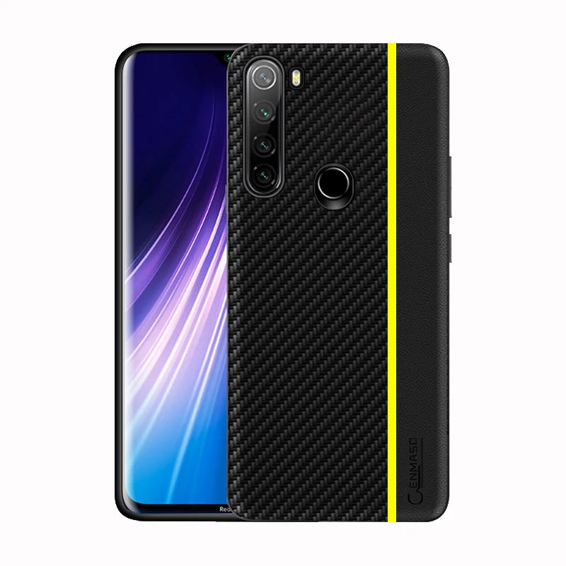 Полный защитный чехол для Redmi Note 8 T, чехол из углеродного волокна с текстурой кожи для Redmi Note 8 Pro, чехол для Note 7, задняя крышка для телефона, чехол - Цвет: Красный