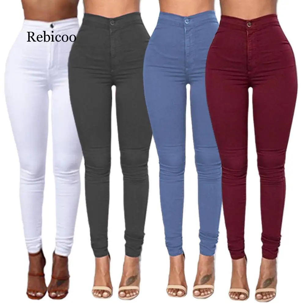 

S-XXXL ladies denim skinny jeans high waist stretch jeans slim pencil pants wash water tight jeans high waist winter
