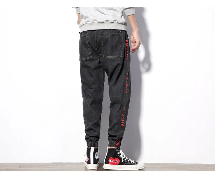 M-5XL Men Jeans Pants Casual High Quality Denim Pants Men Vintage Casual Autumn Plus Size Print Patchwork Denim Jeans