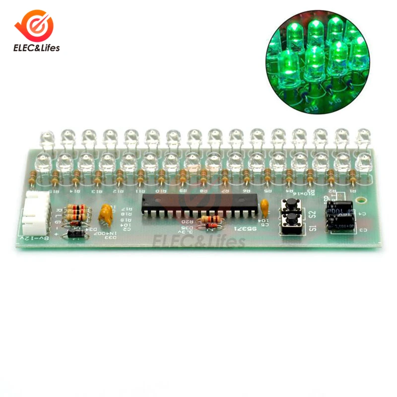 Dual Channel 16 LED level indicator MCU Adjustable Display mode LED VU meter Electronic DIY Kit for  LED Sound Audio Analyzer