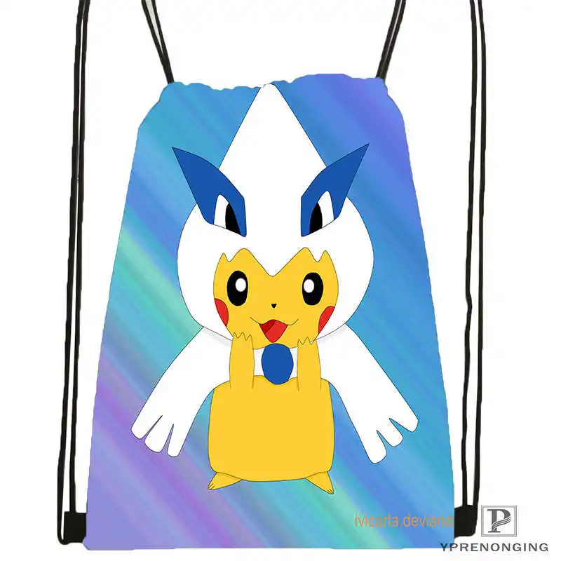 Drawstring Backpack Пользовательские Покемон Пикачу стиль походная сумка на шнурке милый рюкзак для детей(черная спина) 31x40 см#180531-02-09 - Цвет: Drawstring Backpack