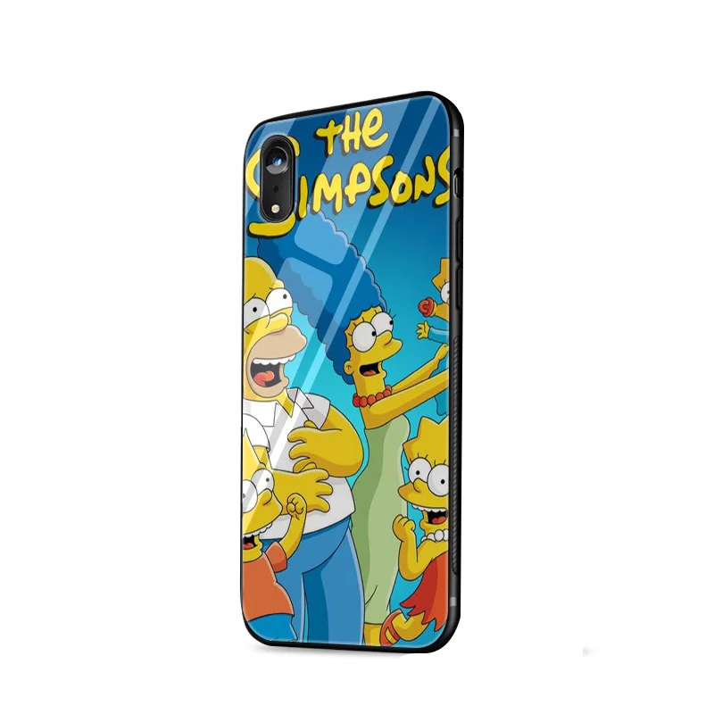 Стеклянный чехол для телефона из ТПУ для iPhone 6, 6s, 7, 8 Plus, X, XR, XS, Max, 5, 5S, SE, чехол Симпсоны