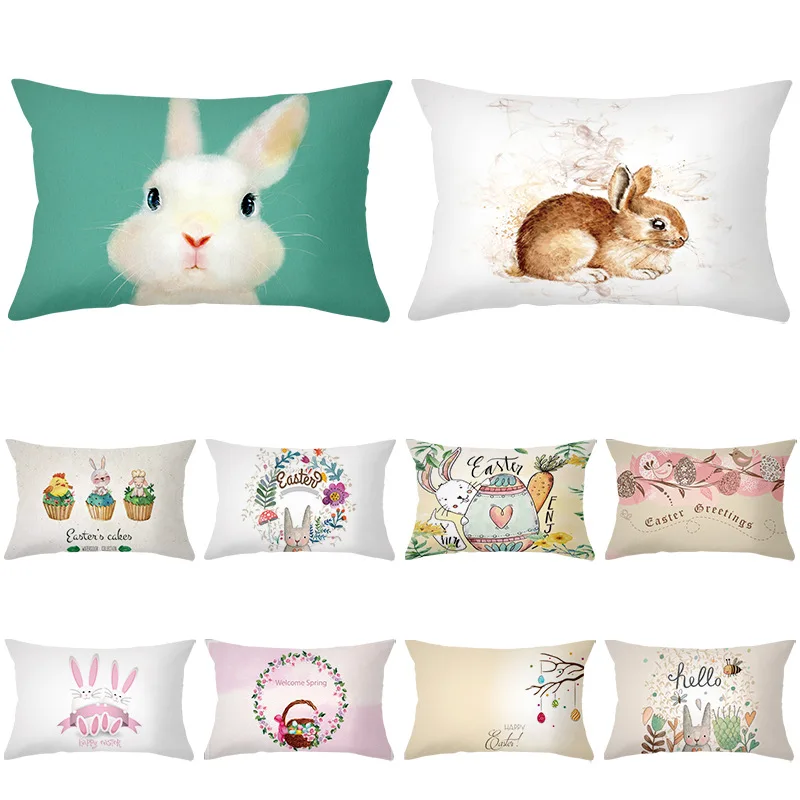 Easter Home Decoration Cartoon Rabbit Printing Series Polyester 30cmx50cm Pillow Cover Waist | Дом и сад
