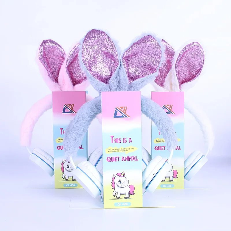 Cute Rabbit Ear Headphone Kids Stereo Headphones Music Earphone Headset for Boys Girls with 3 5mm Jack for Smartphone PC Bithday