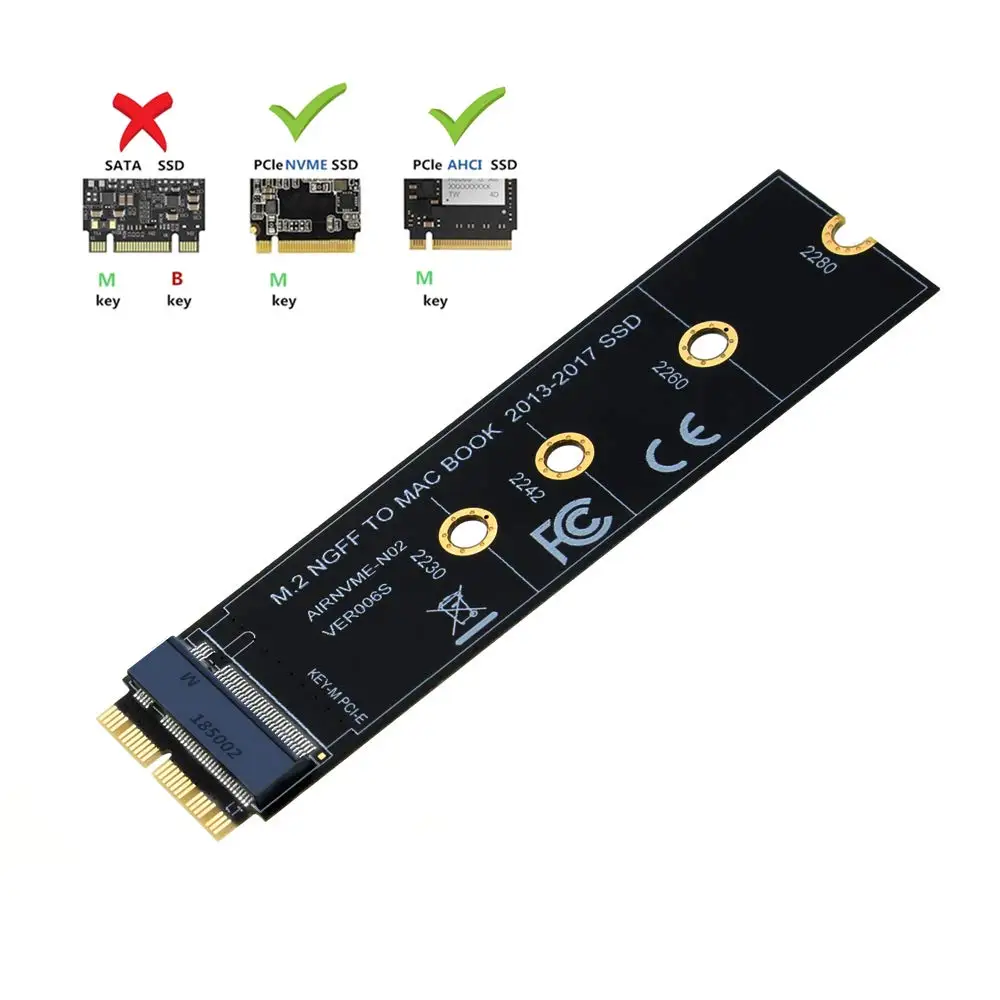 

M.2 NVME SSD Convert Adapter Card for MacBook Air Pro Retina 2013-2017 NVME/AHCI SSD Upgraded Kit For A1465 A1466 A1398 A1502