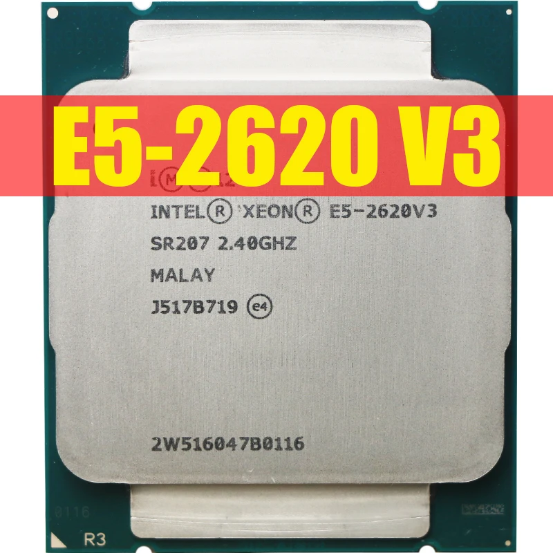 Процессор Intel Xeon E5 2620 V3 для ПК, центральный процессор для компьютера, SR207, 2,4 ГГц, 6 ядер, 85 Вт, разъем LGA 2011-3, E5 2620V3 - изображение