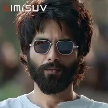 AIMISUV, винтажные Квадратные Солнцезащитные очки, мужские, поляризационные, модные, металлические, в стиле панк, очки Kabir Singh, солнцезащитные очки, мужские, UV400