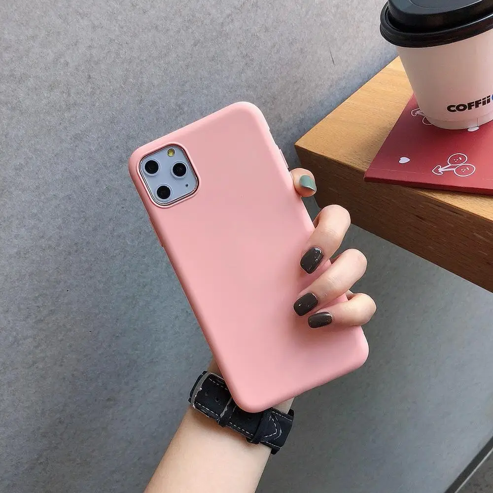 Небесно-голубой Простой однотонный ТПУ набор защитный чехол для iphone 6 7 8/6 7 8 plus/11pro Maxx xs xr/xs max Гладкий мягкий чехол для телефона - Цвет: Небесно-голубой