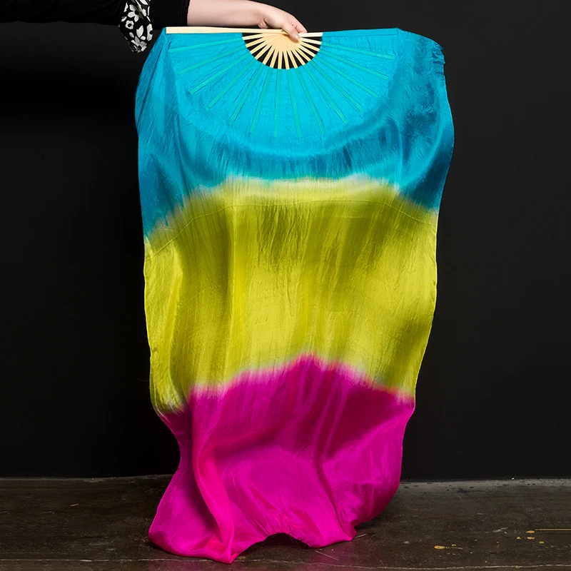 as picture New 4 Colors Gradient Belly Dance Silk Veil Kids Women Silk Dance Scarves Shawls Wraps 120cm 180cm Wholesale - Цвет: as picture
